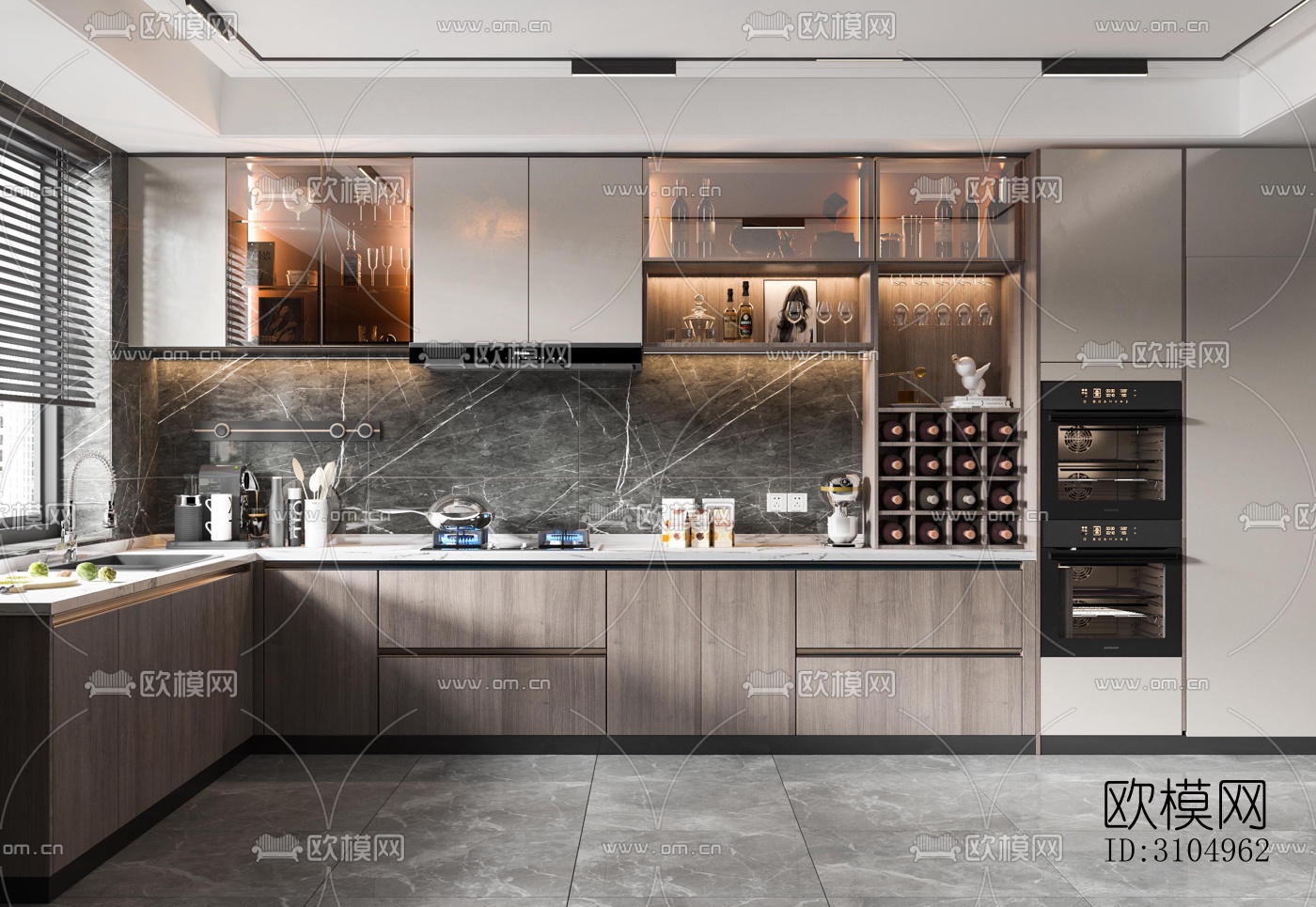 现代厨房效果图下载（渲染图2）