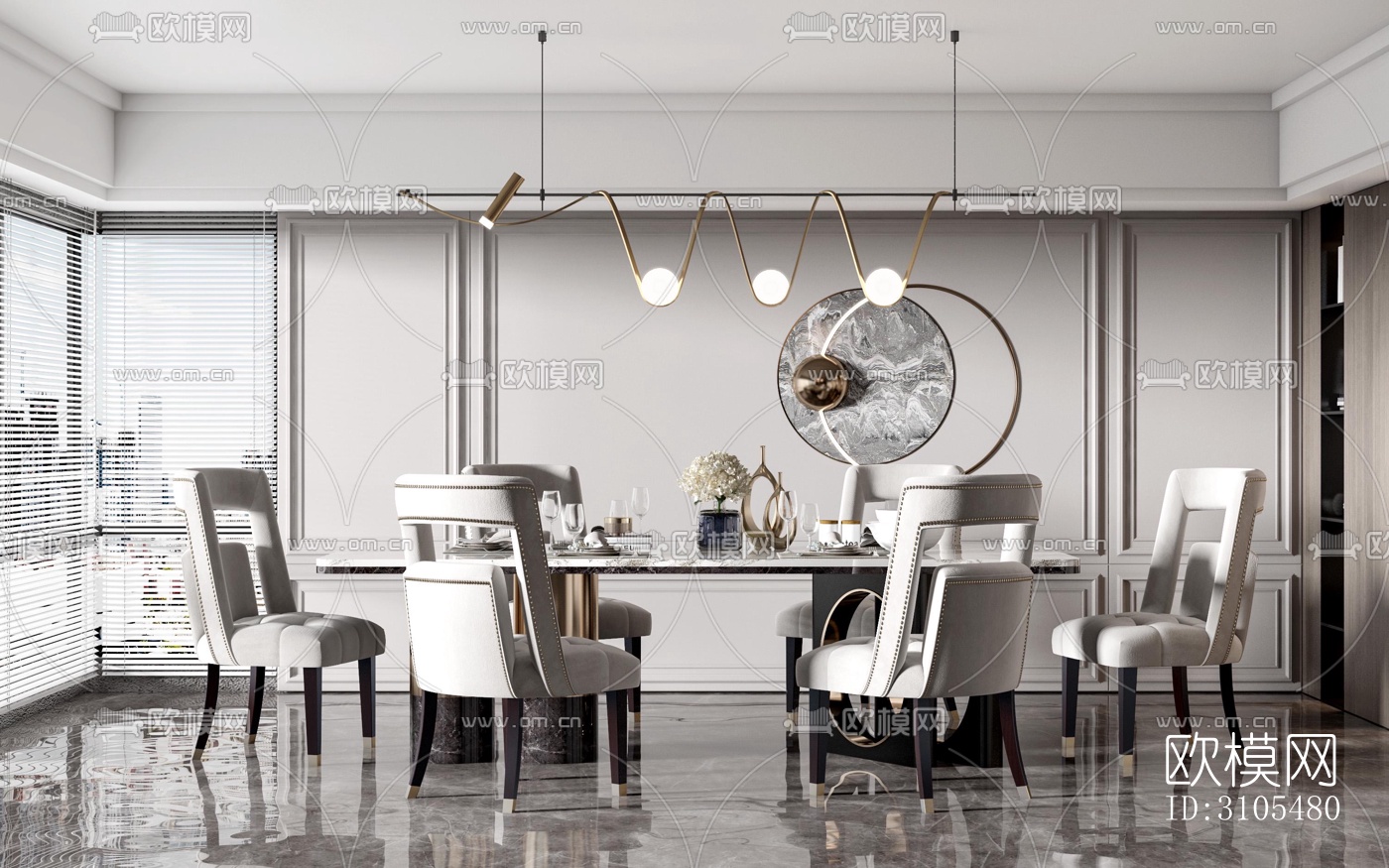 现代餐厅效果图下载（渲染图5）
