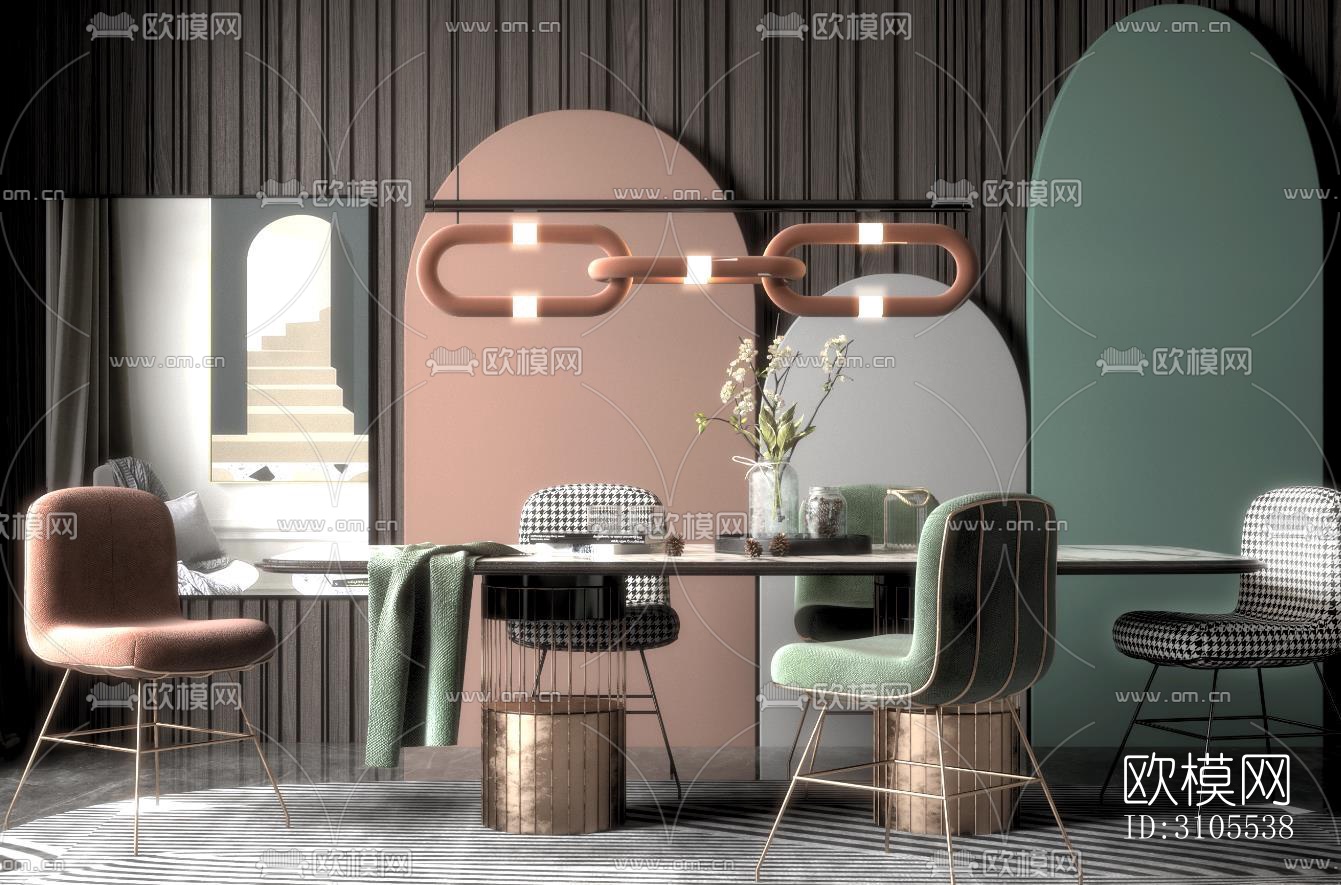 现代餐厅效果图下载（渲染图2）