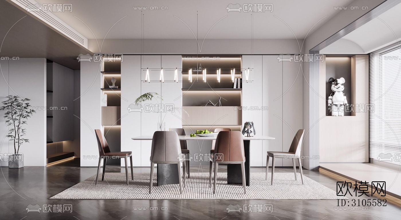 现代餐厅效果图下载（渲染图4）