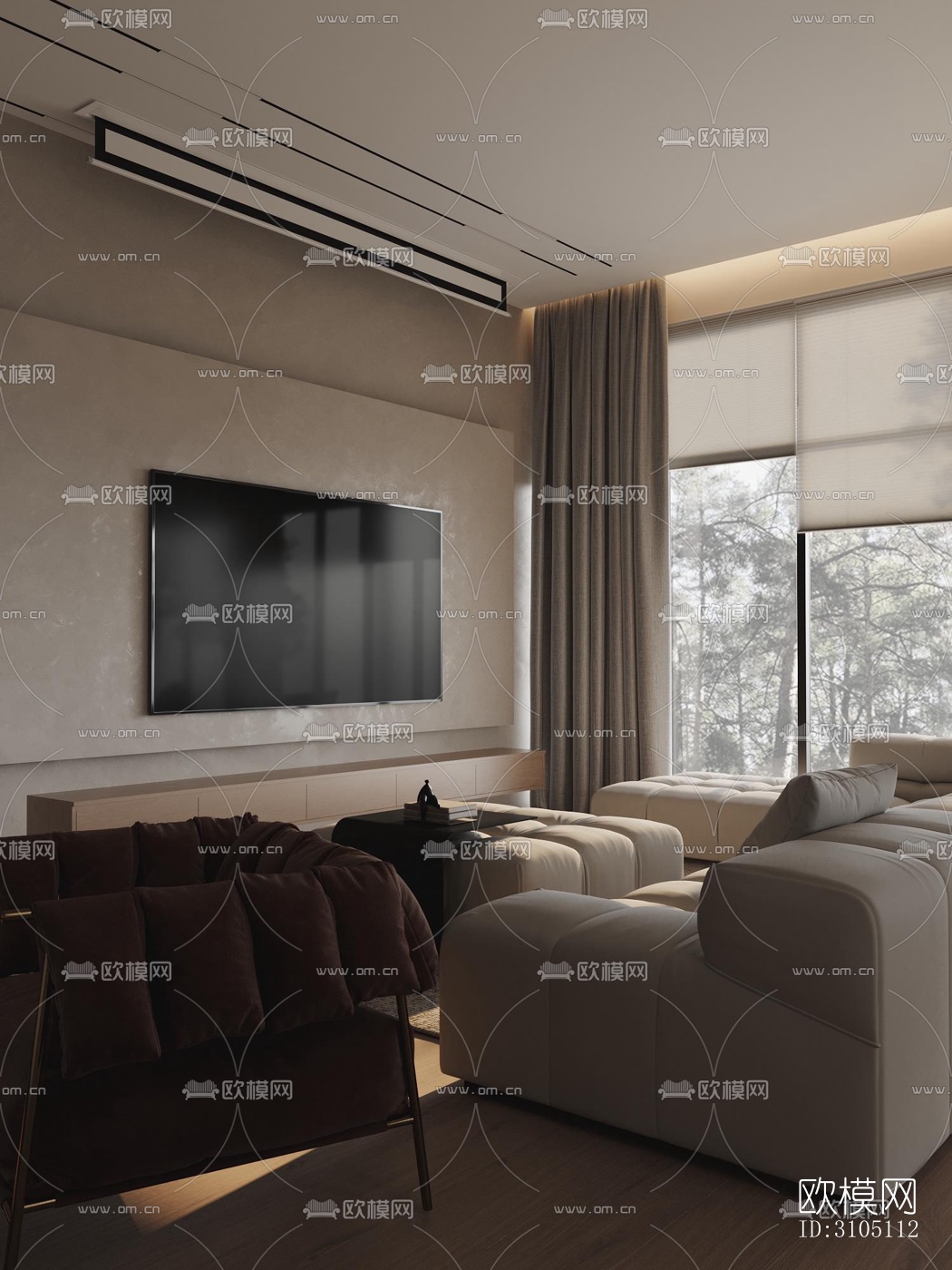 现代平层效果图下载（渲染图10）