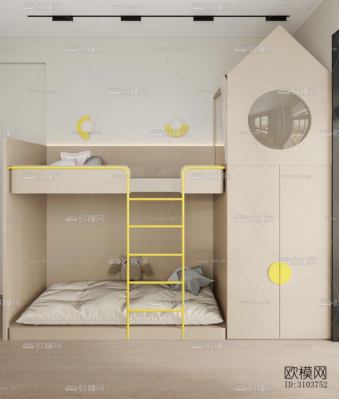 北欧儿童房效果图下载（渲染图1）