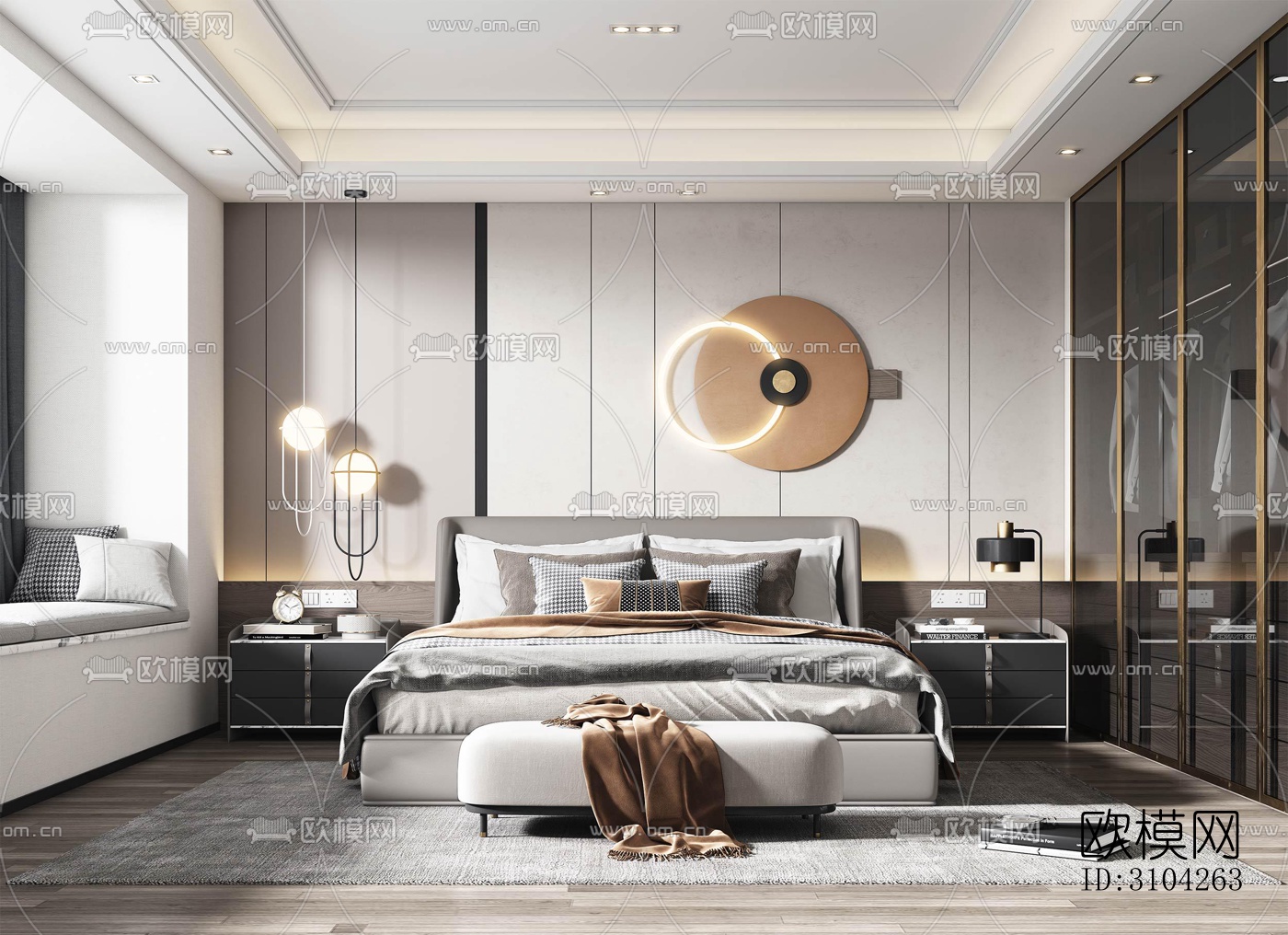 现代卧室效果图下载（渲染图2）