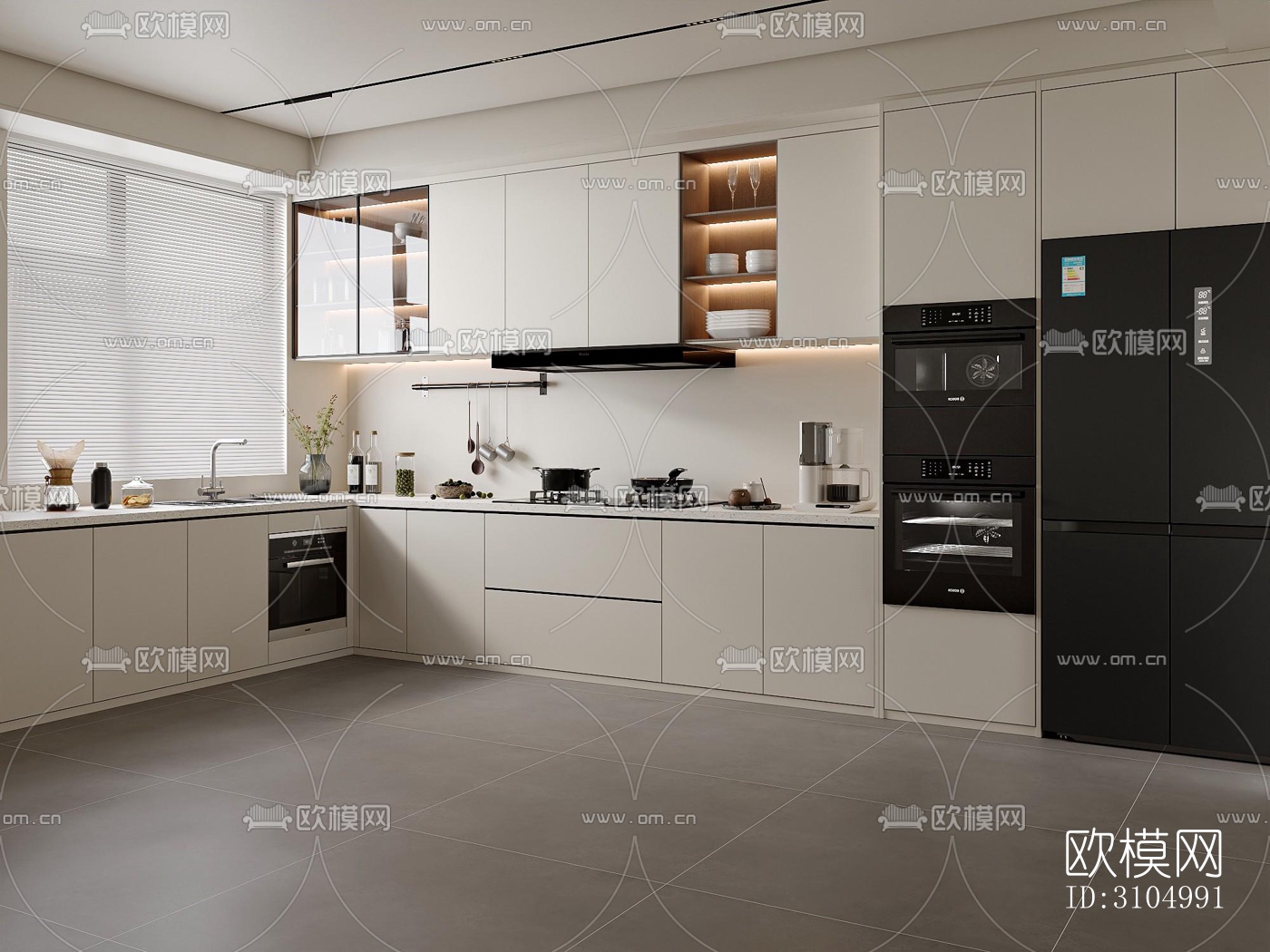 现代厨房效果图下载（渲染图3）