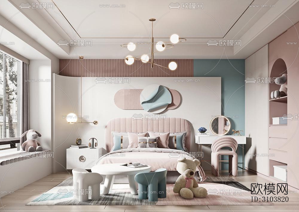 北欧儿童房效果图下载（渲染图2）