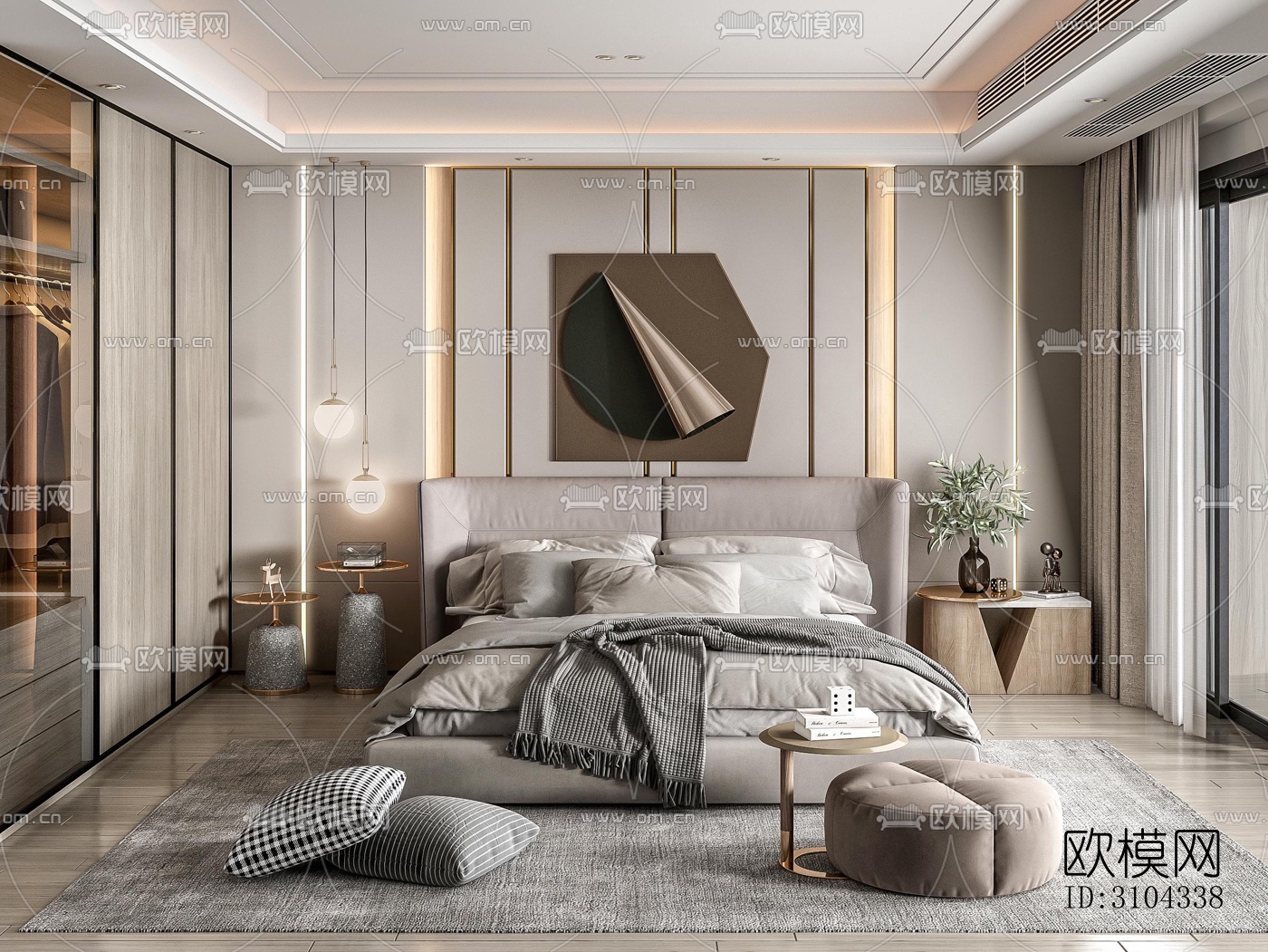现代卧室效果图下载（渲染图4）