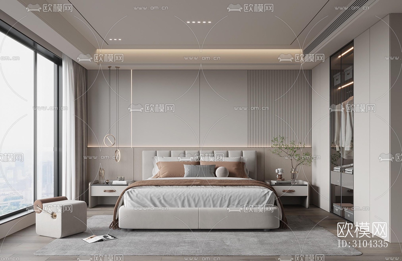 现代卧室效果图下载（渲染图3）