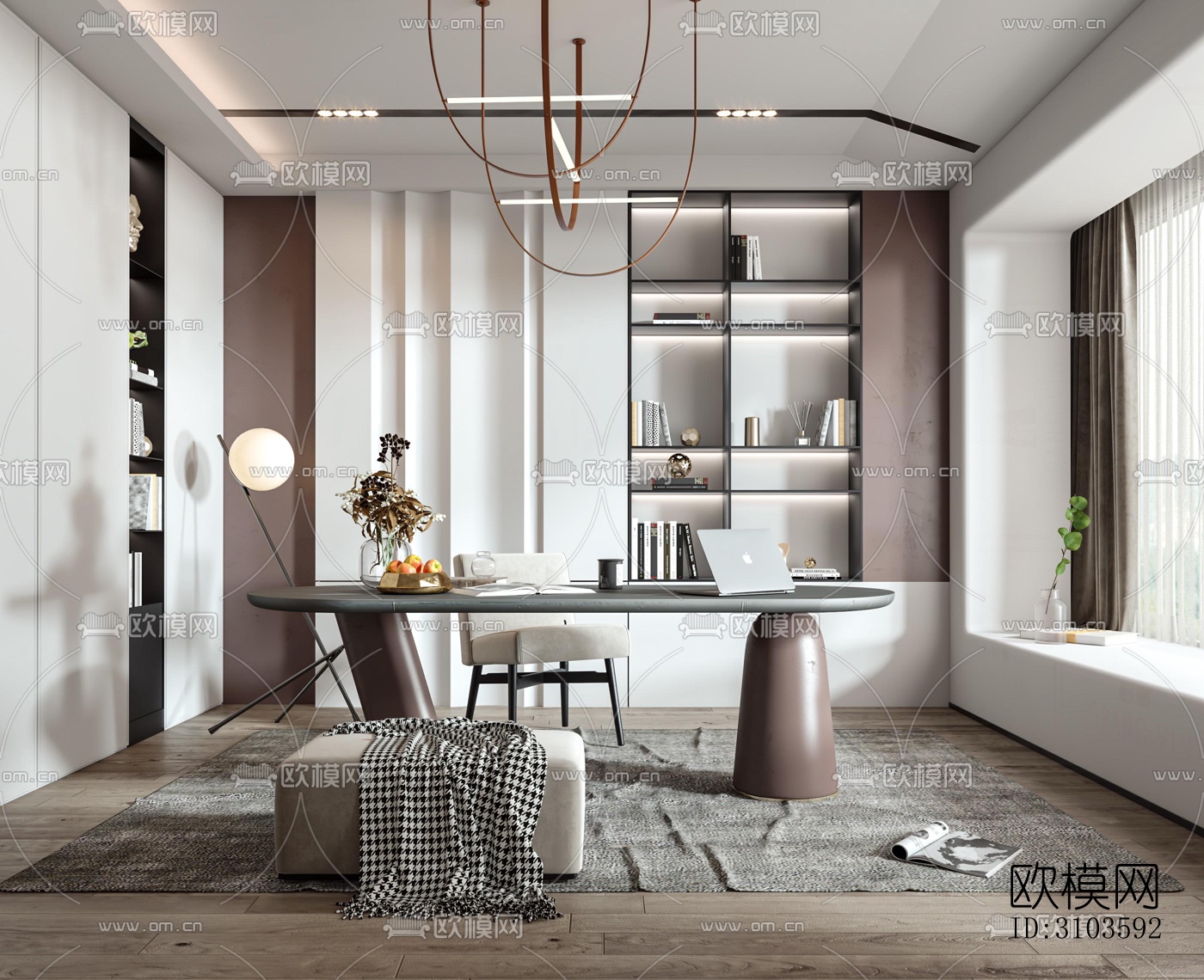 北欧书房效果图下载（渲染图3）