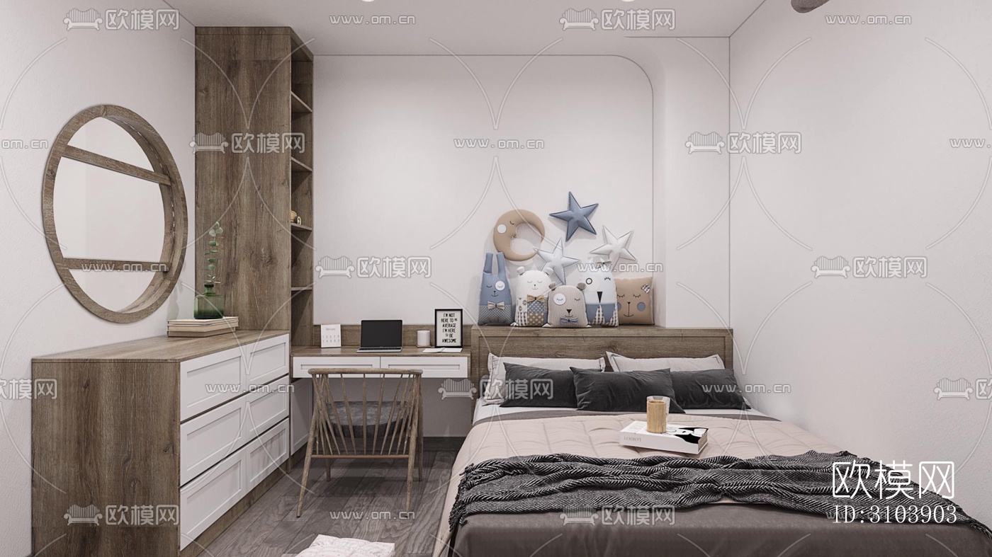 北欧儿童房效果图下载（渲染图3）