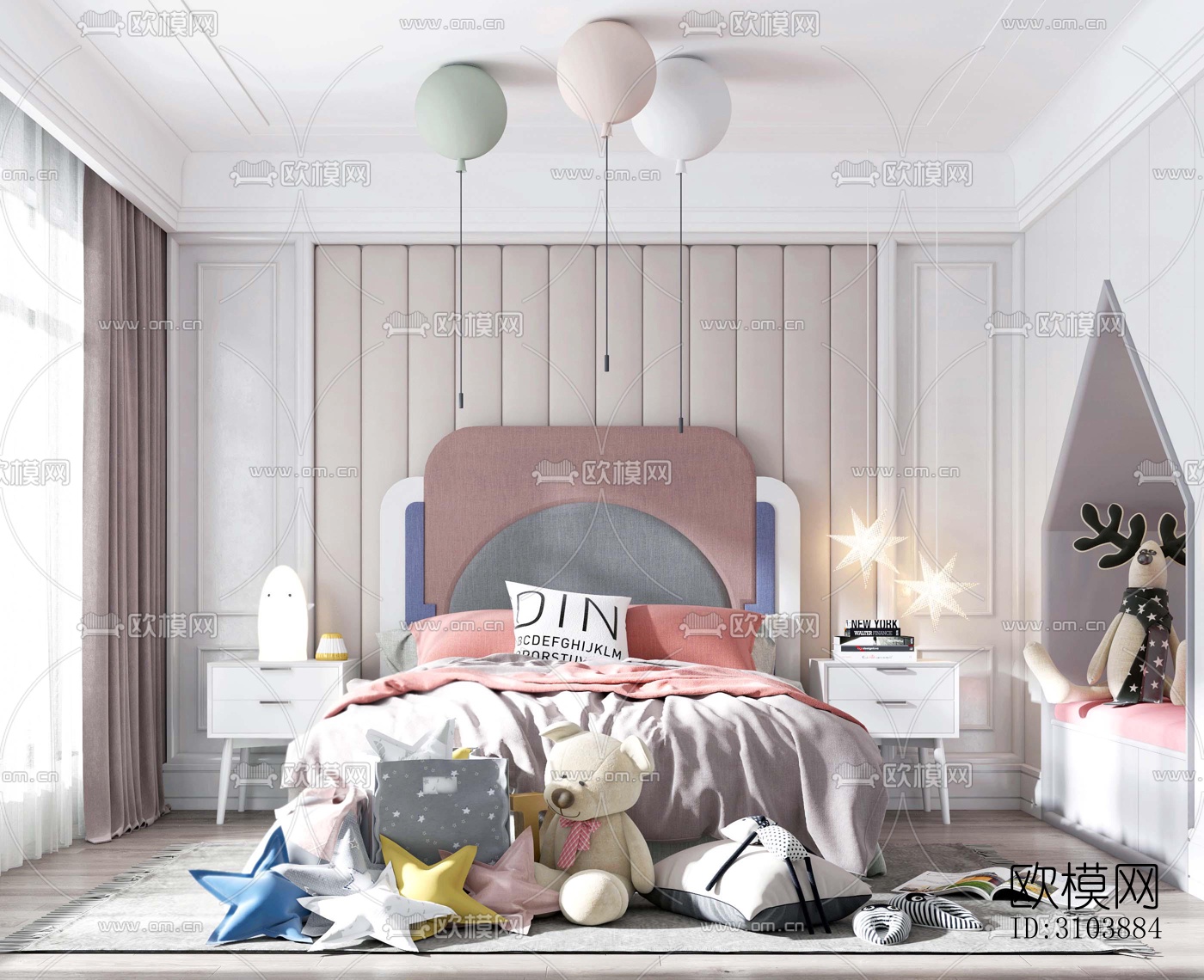 北欧儿童房效果图下载（渲染图3）