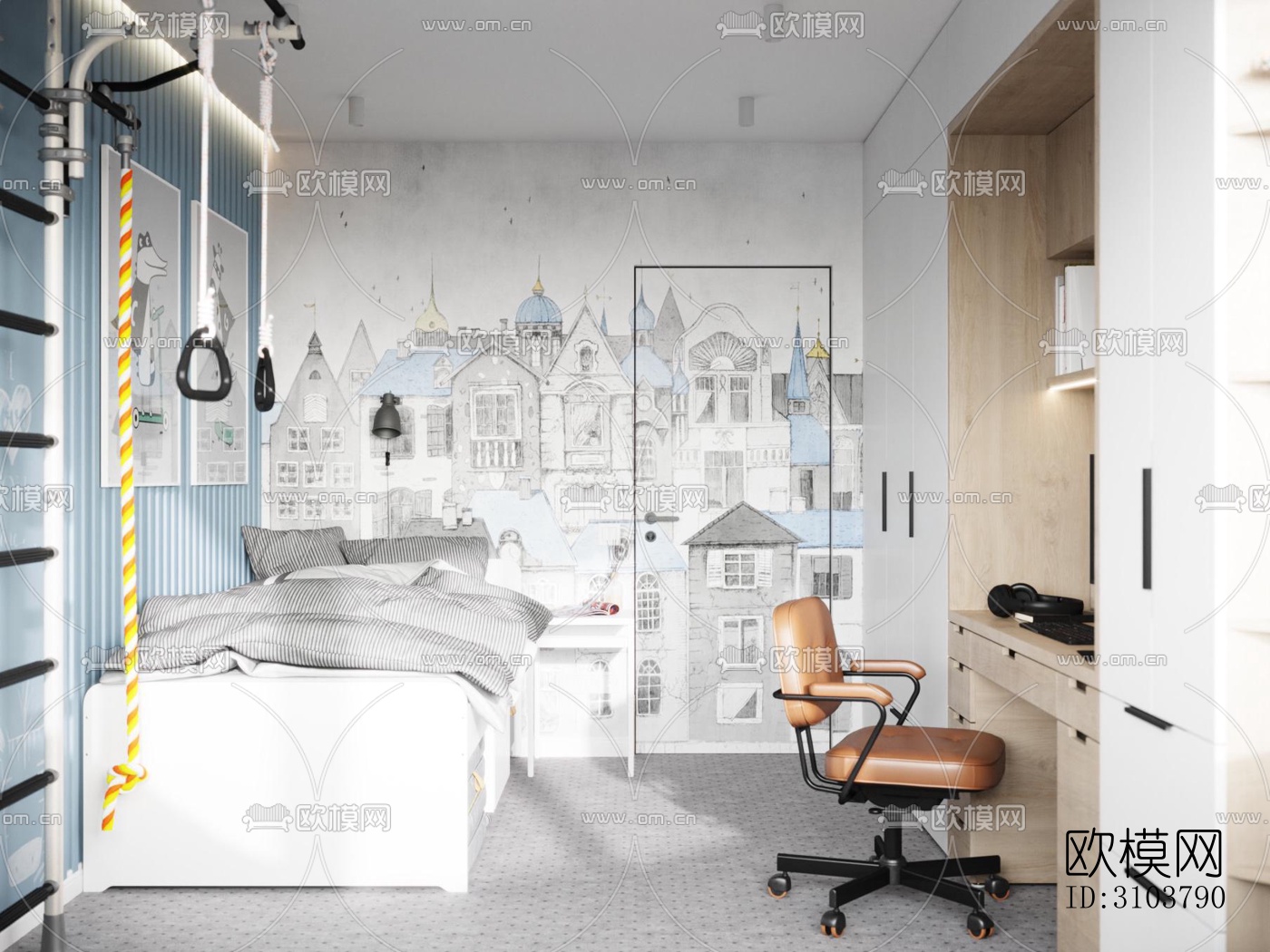 北欧儿童房效果图下载（渲染图2）