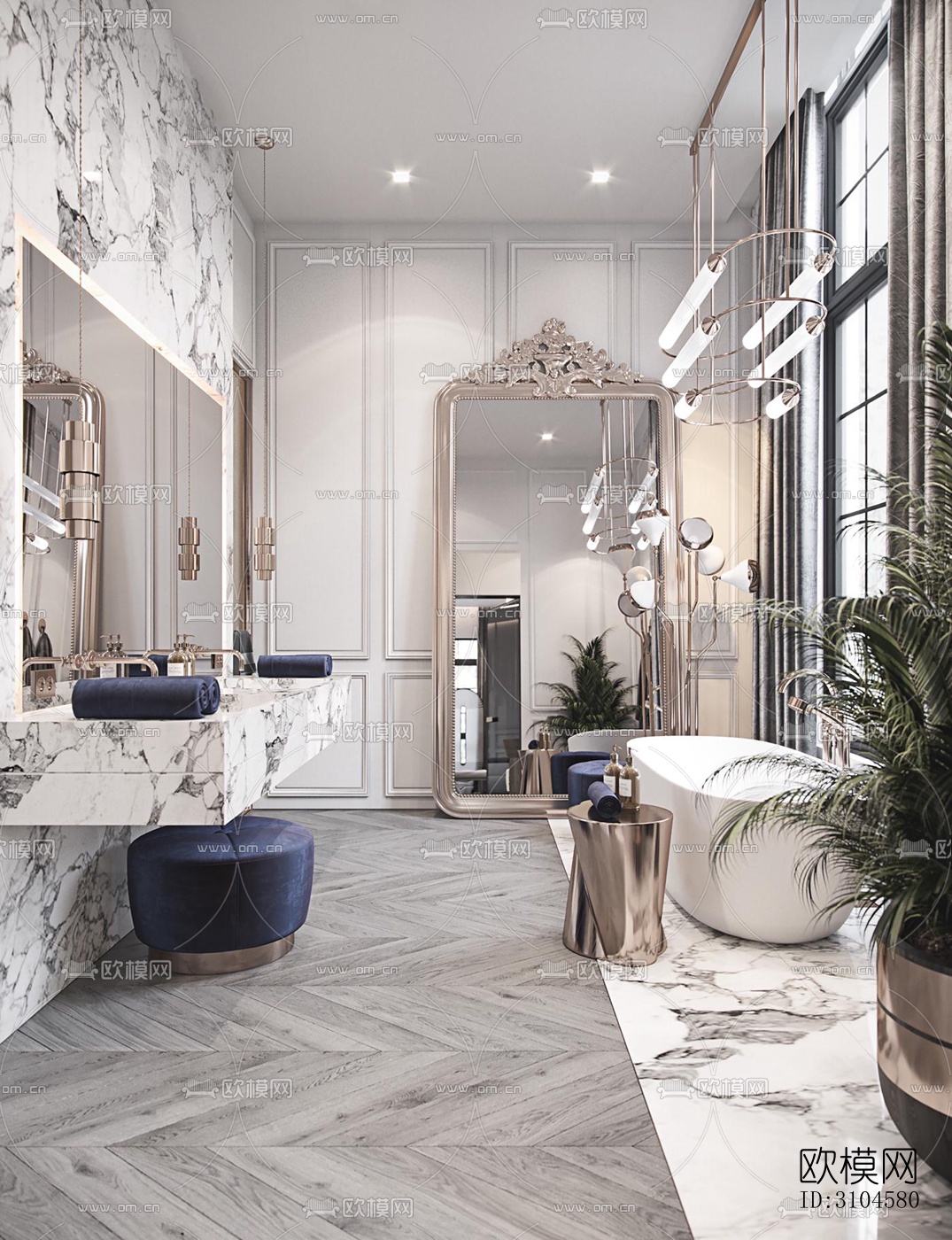 法式卫生间效果图下载（渲染图3）