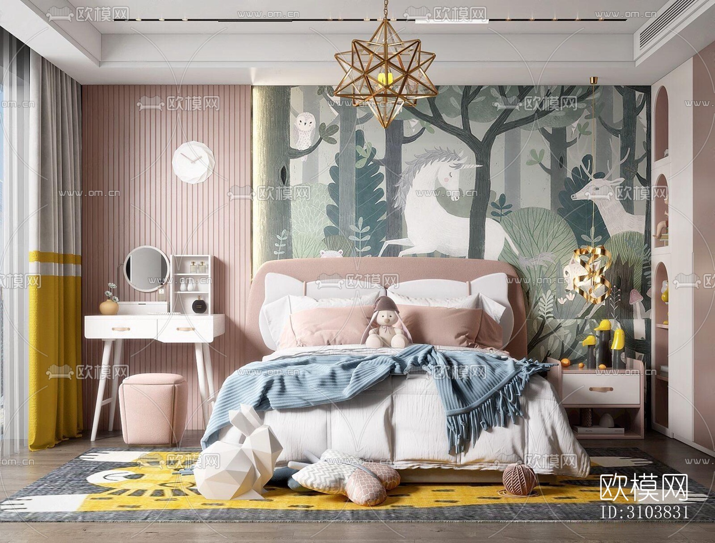 北欧儿童房效果图下载（渲染图4）