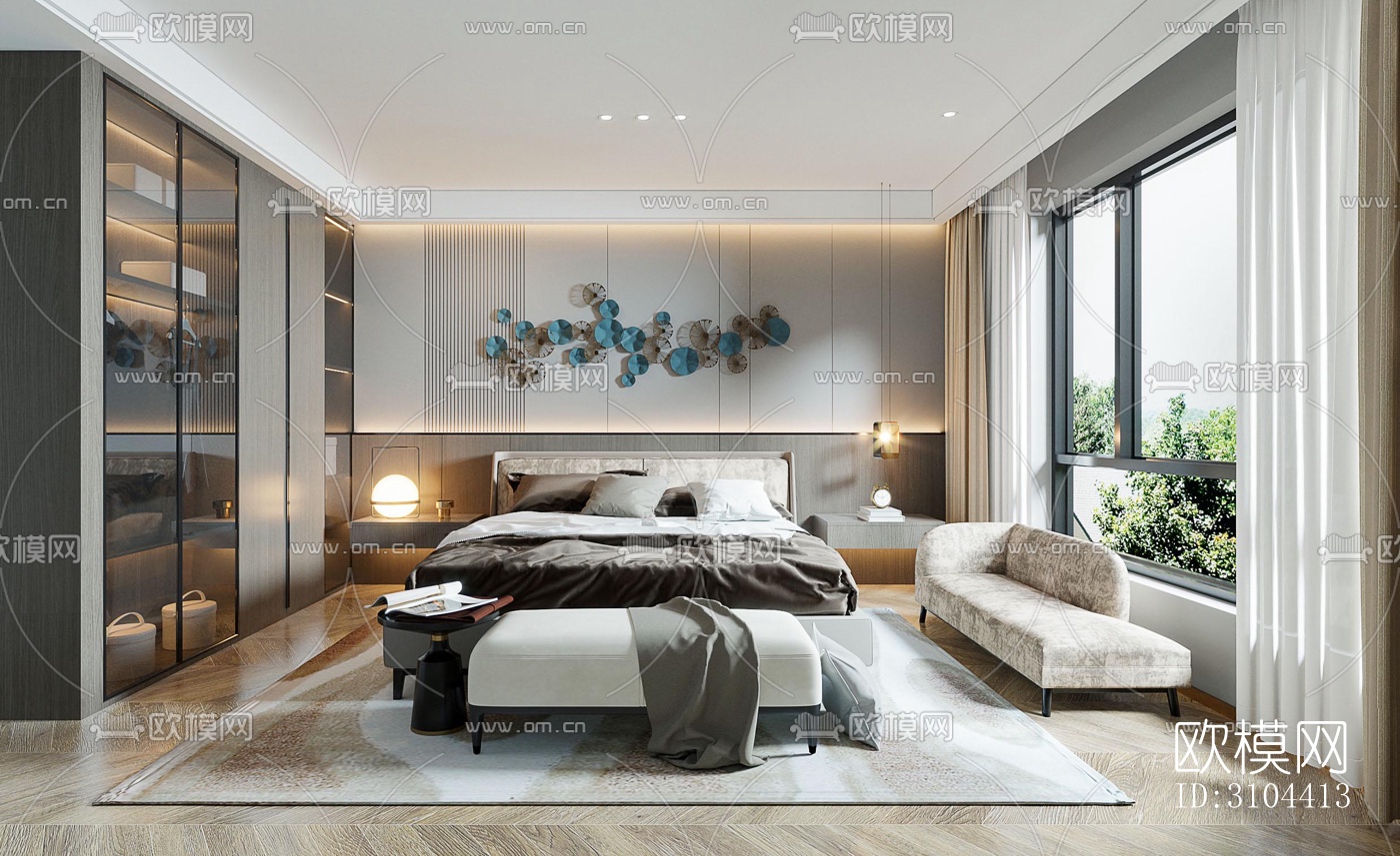 现代卧室效果图下载（渲染图4）