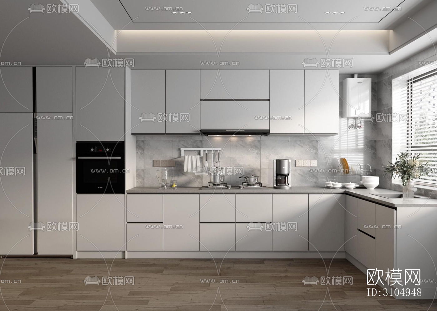 现代厨房效果图下载（渲染图3）