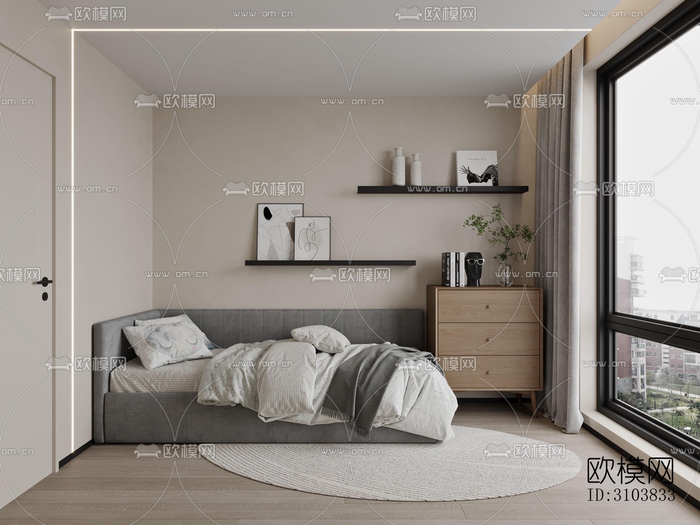 北欧儿童房效果图下载（渲染图4）