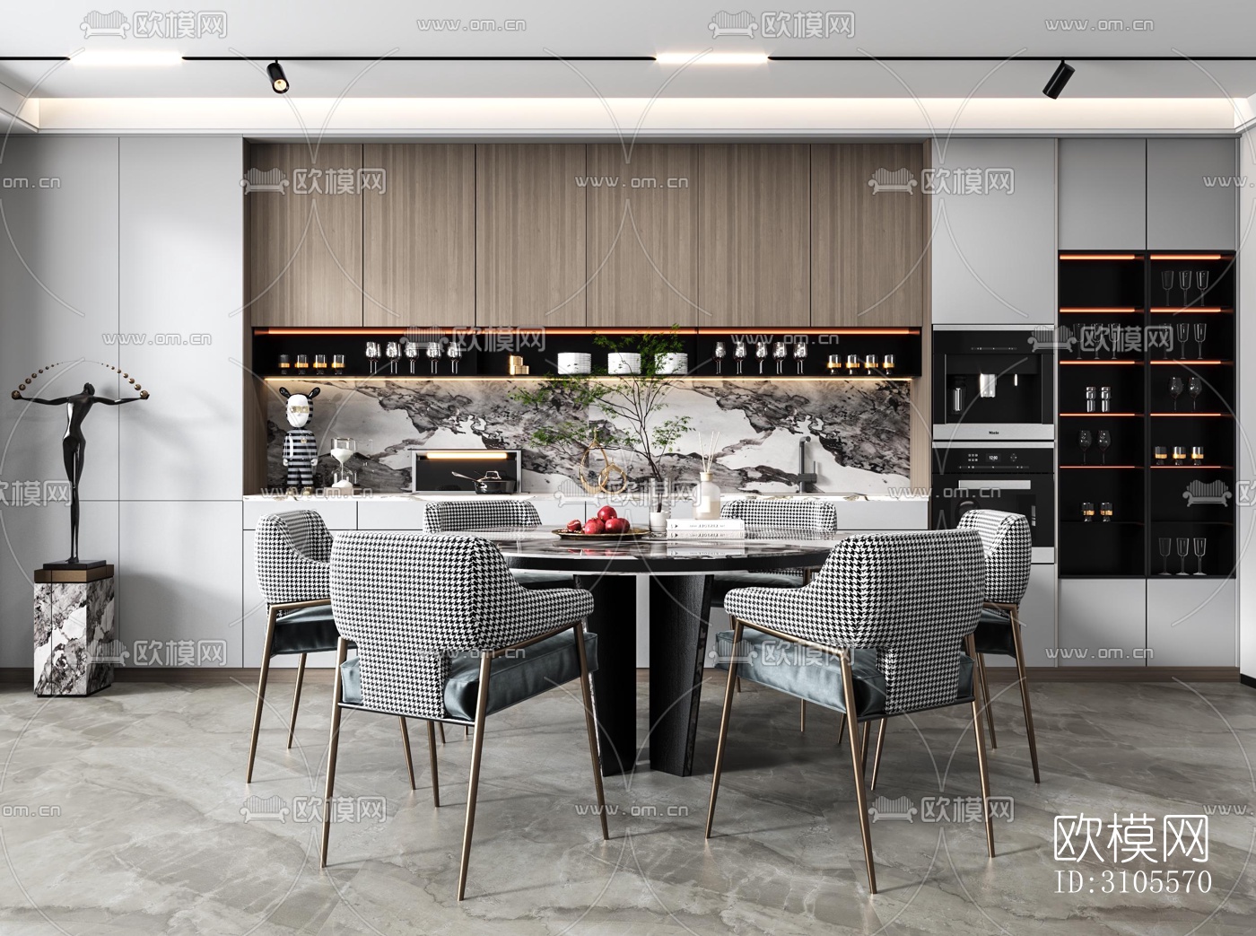 现代餐厅效果图下载（渲染图2）