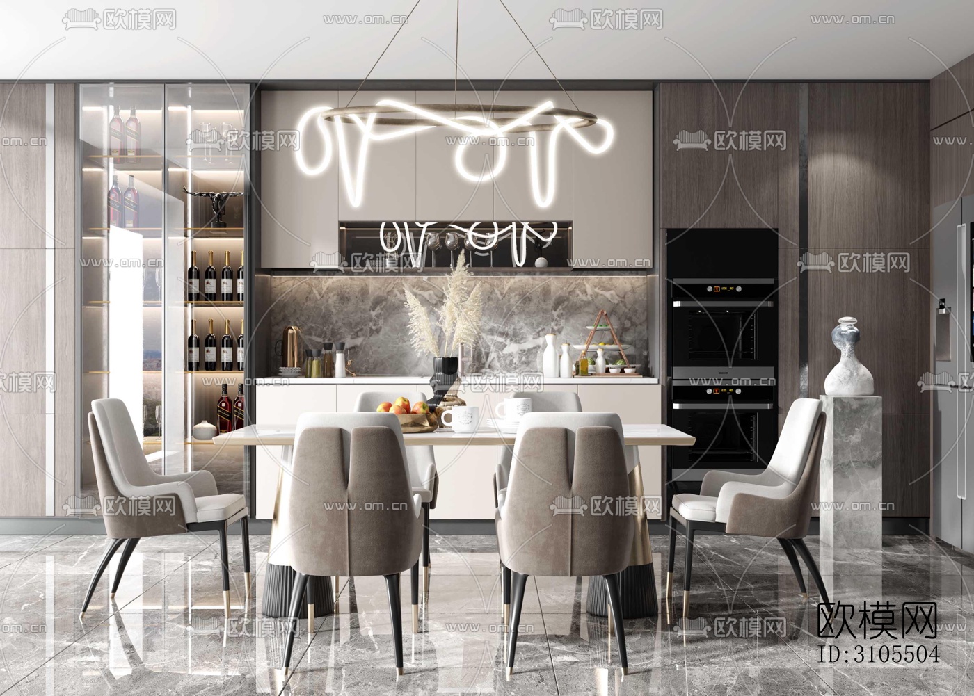 现代餐厅效果图下载（渲染图5）