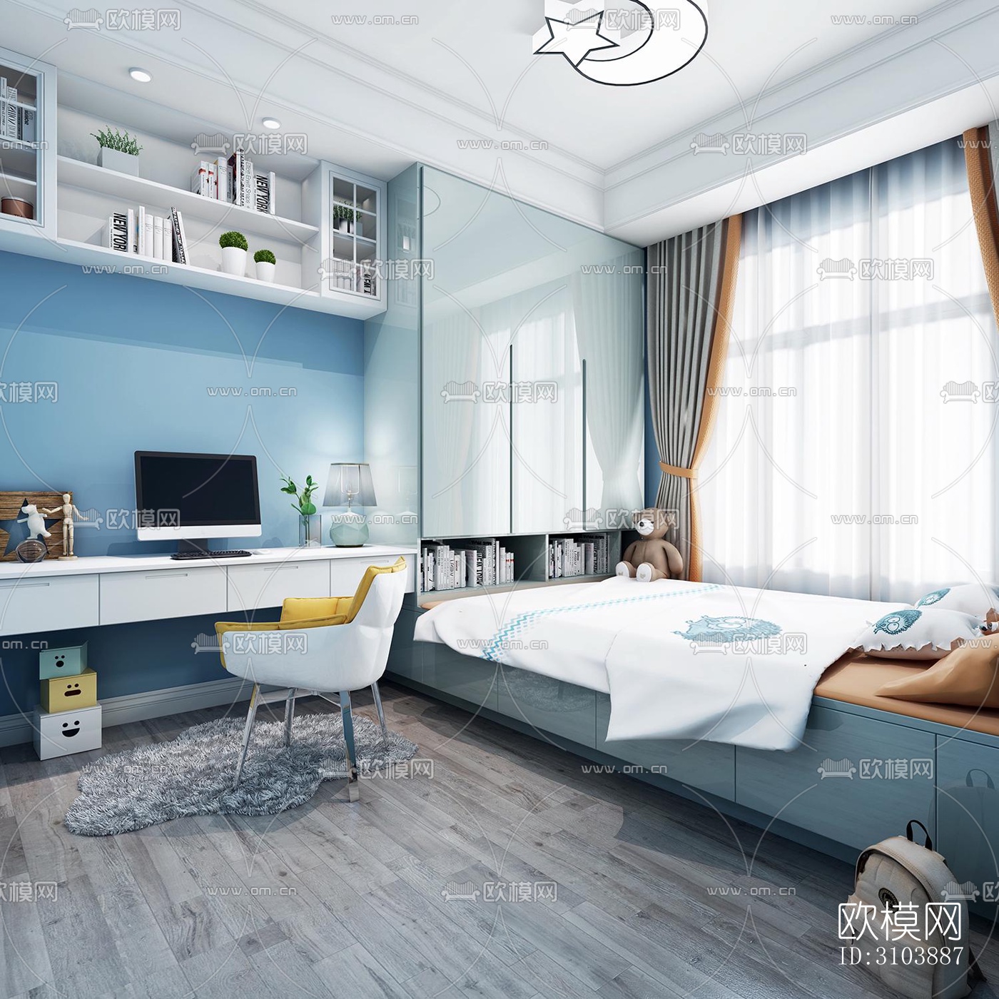 北欧儿童房效果图下载（渲染图2）
