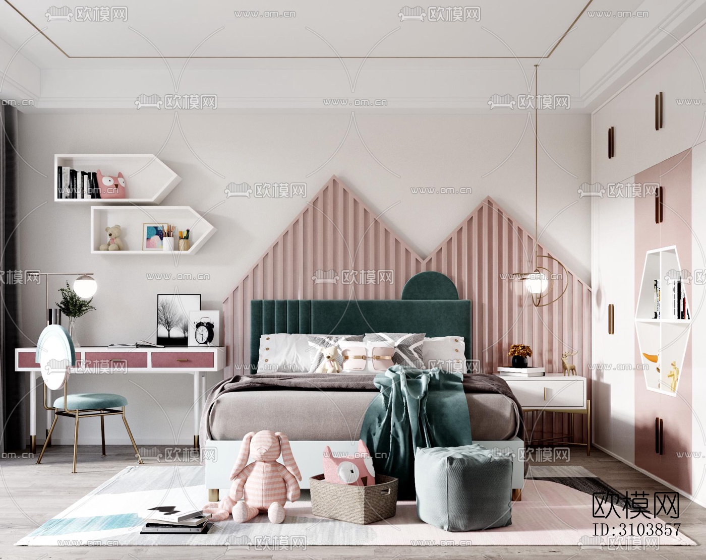 北欧儿童房效果图下载（渲染图4）