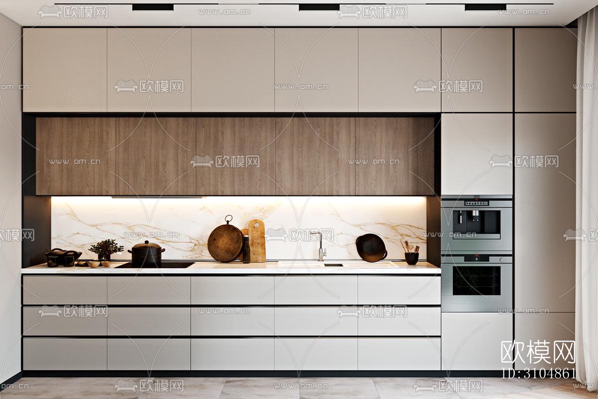 北欧厨房效果图下载（渲染图2）