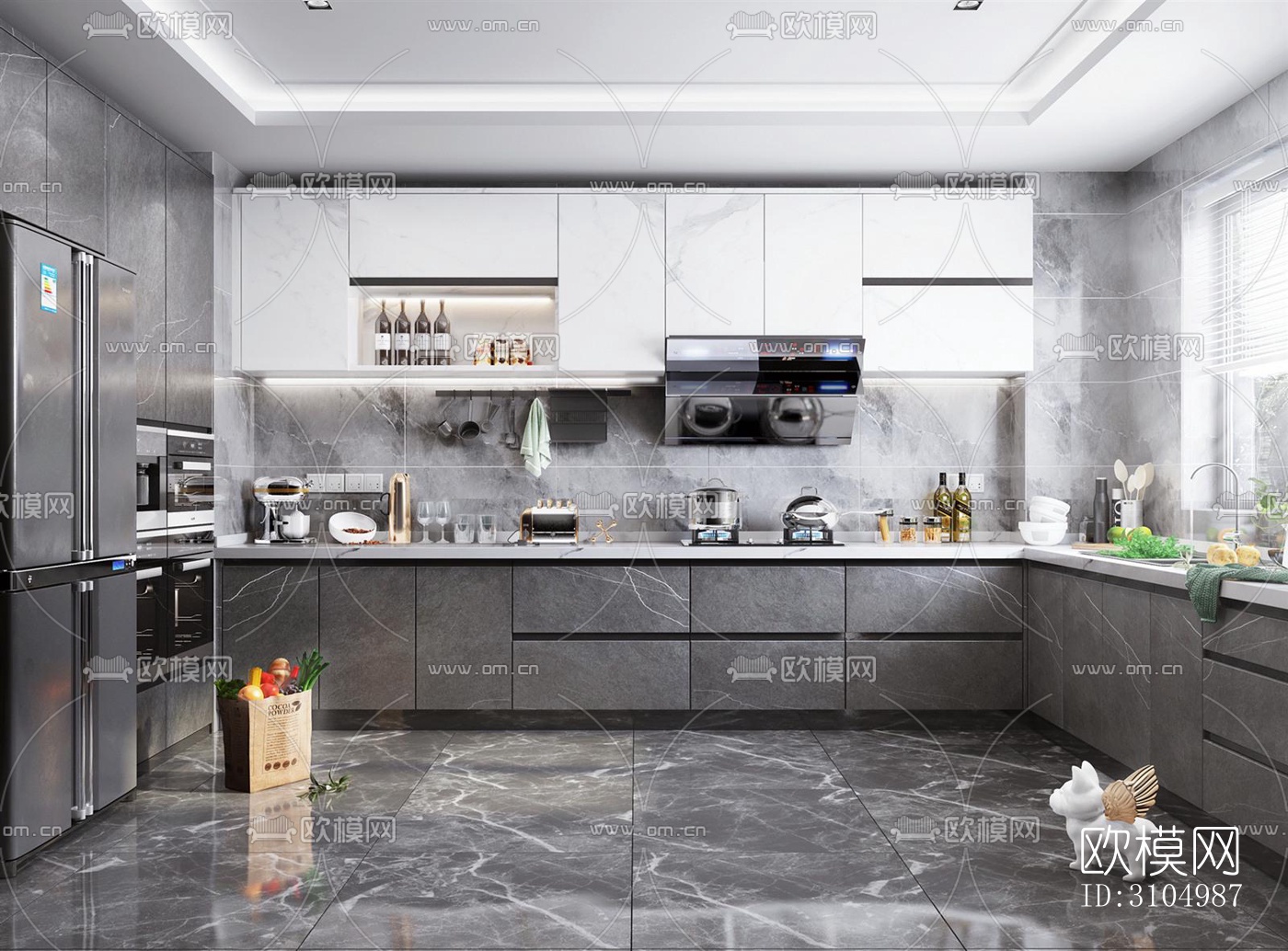 现代厨房效果图下载（渲染图3）
