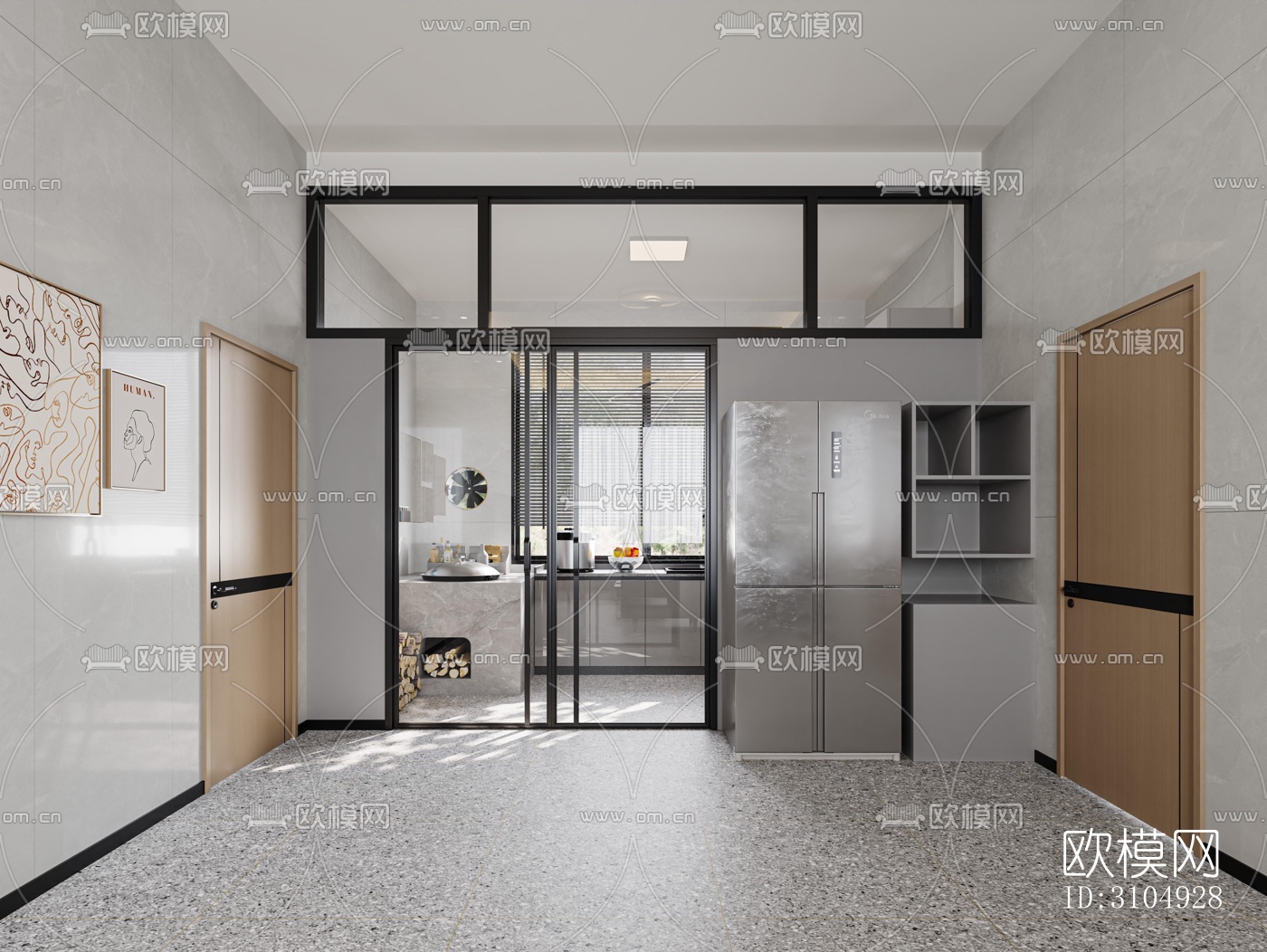 现代厨房效果图下载（渲染图5）