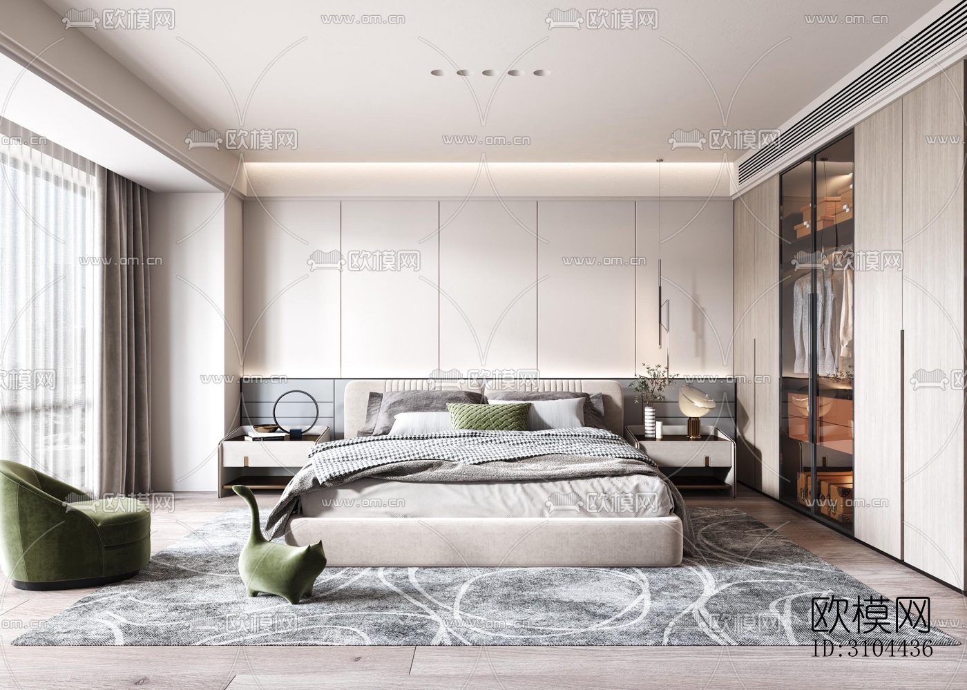 现代卧室效果图下载（渲染图5）