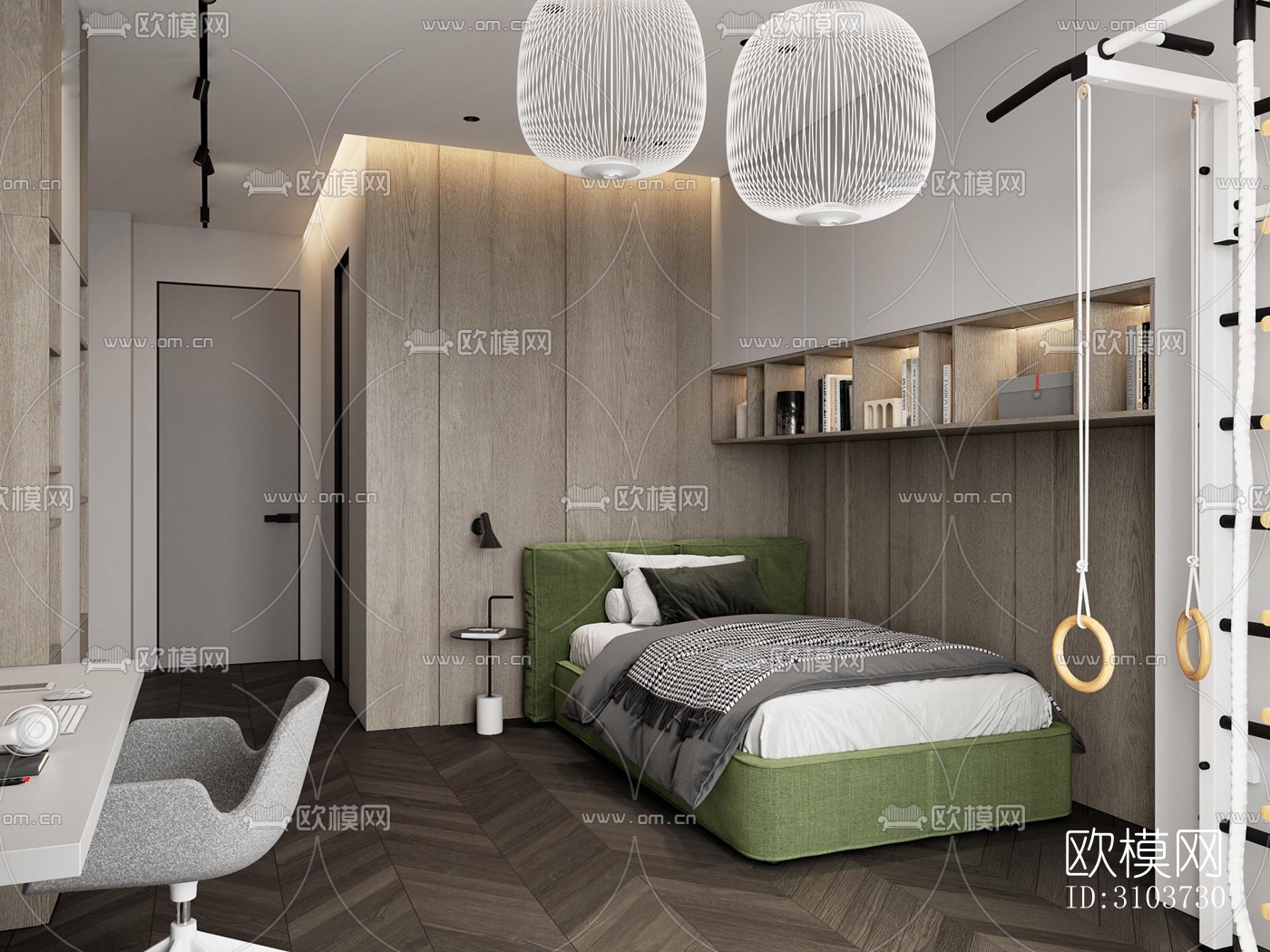 北欧儿童房效果图下载（渲染图4）