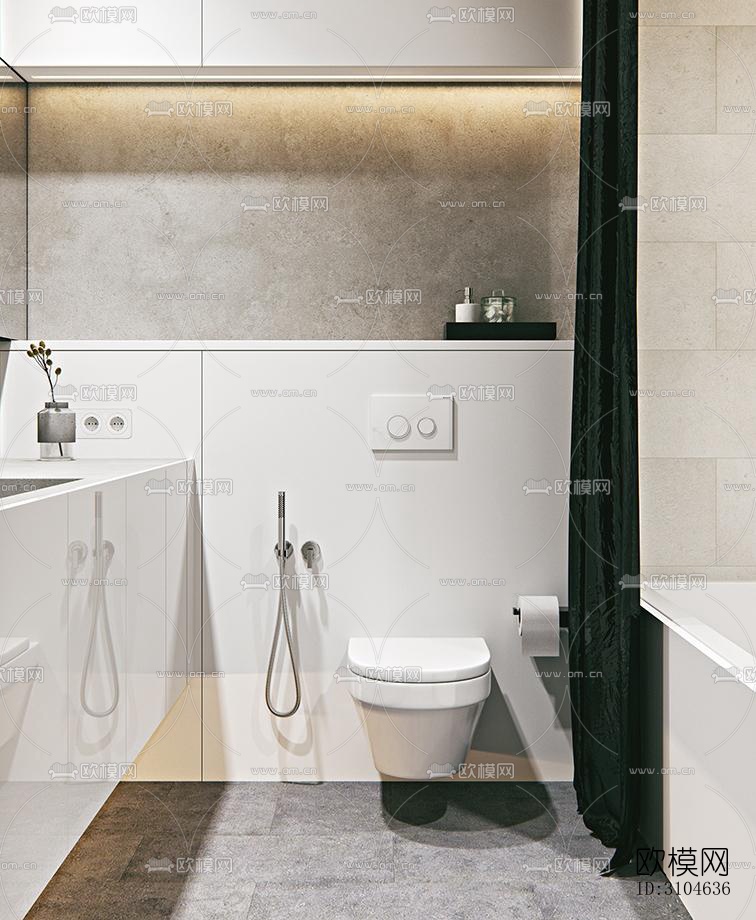 现代卫生间效果图下载（渲染图4）