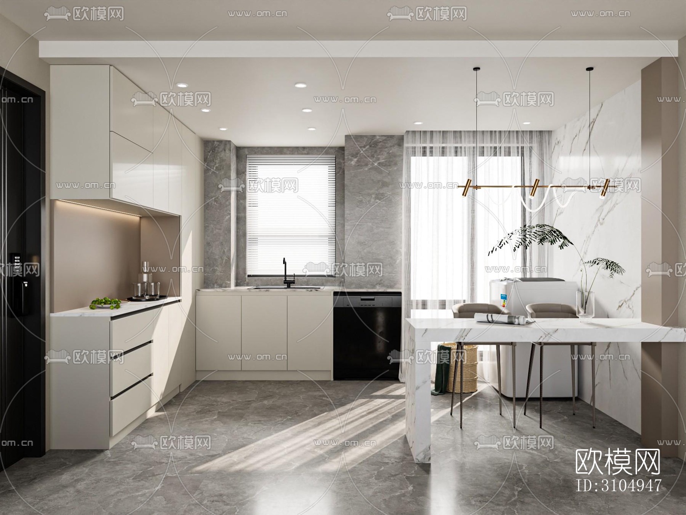 现代厨房效果图下载（渲染图5）