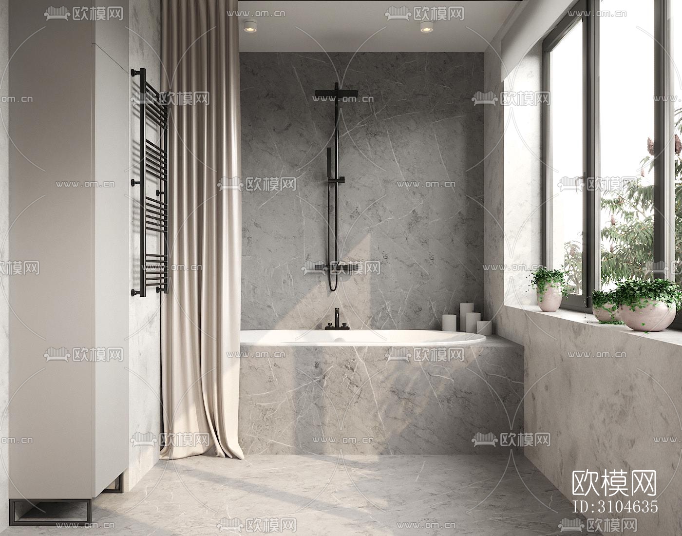 现代卫生间效果图下载（渲染图1）
