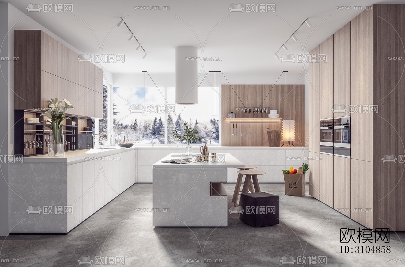 北欧厨房效果图下载（渲染图1）