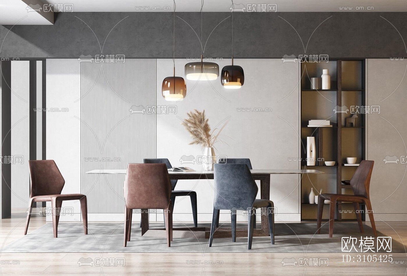 现代餐厅效果图下载（渲染图1）