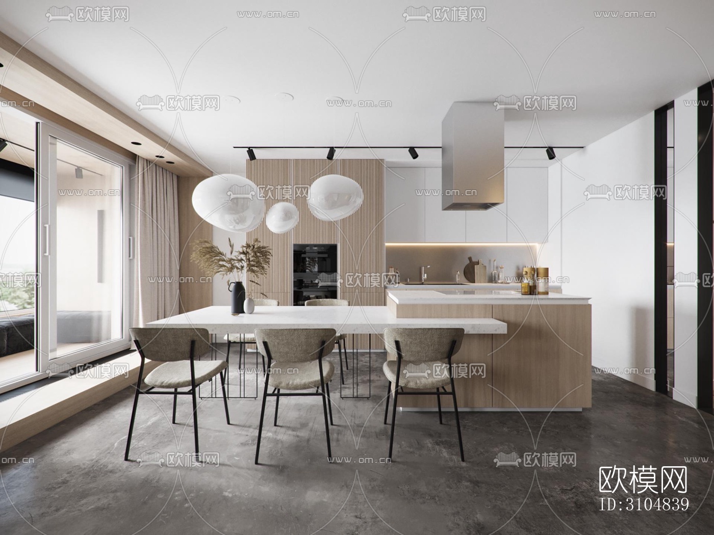 北欧厨房效果图下载（渲染图1）