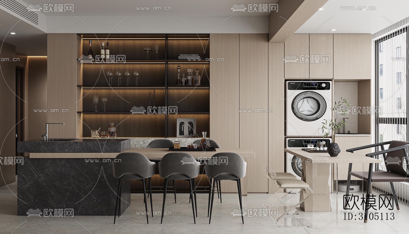 现代平层效果图下载（渲染图14）