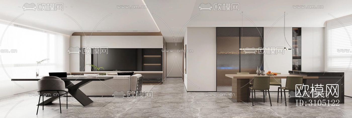 现代平层效果图下载（渲染图3）