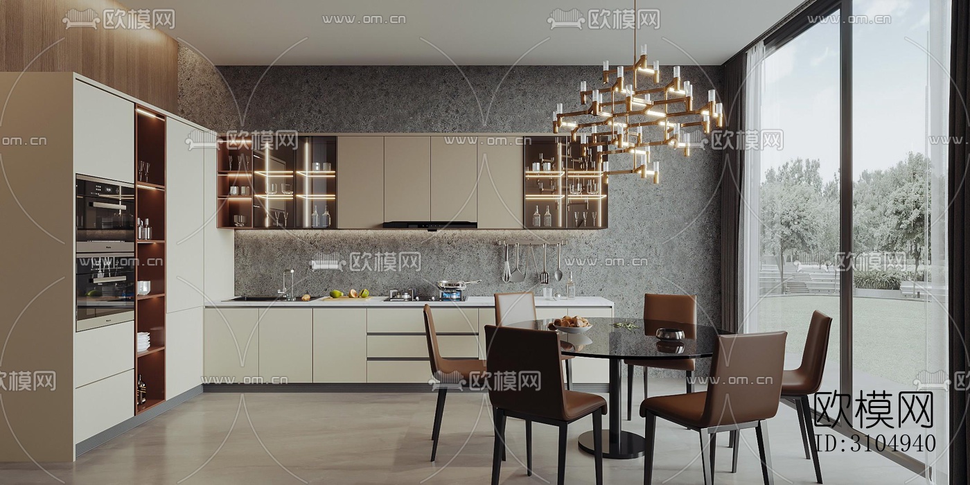 现代厨房效果图下载（渲染图7）