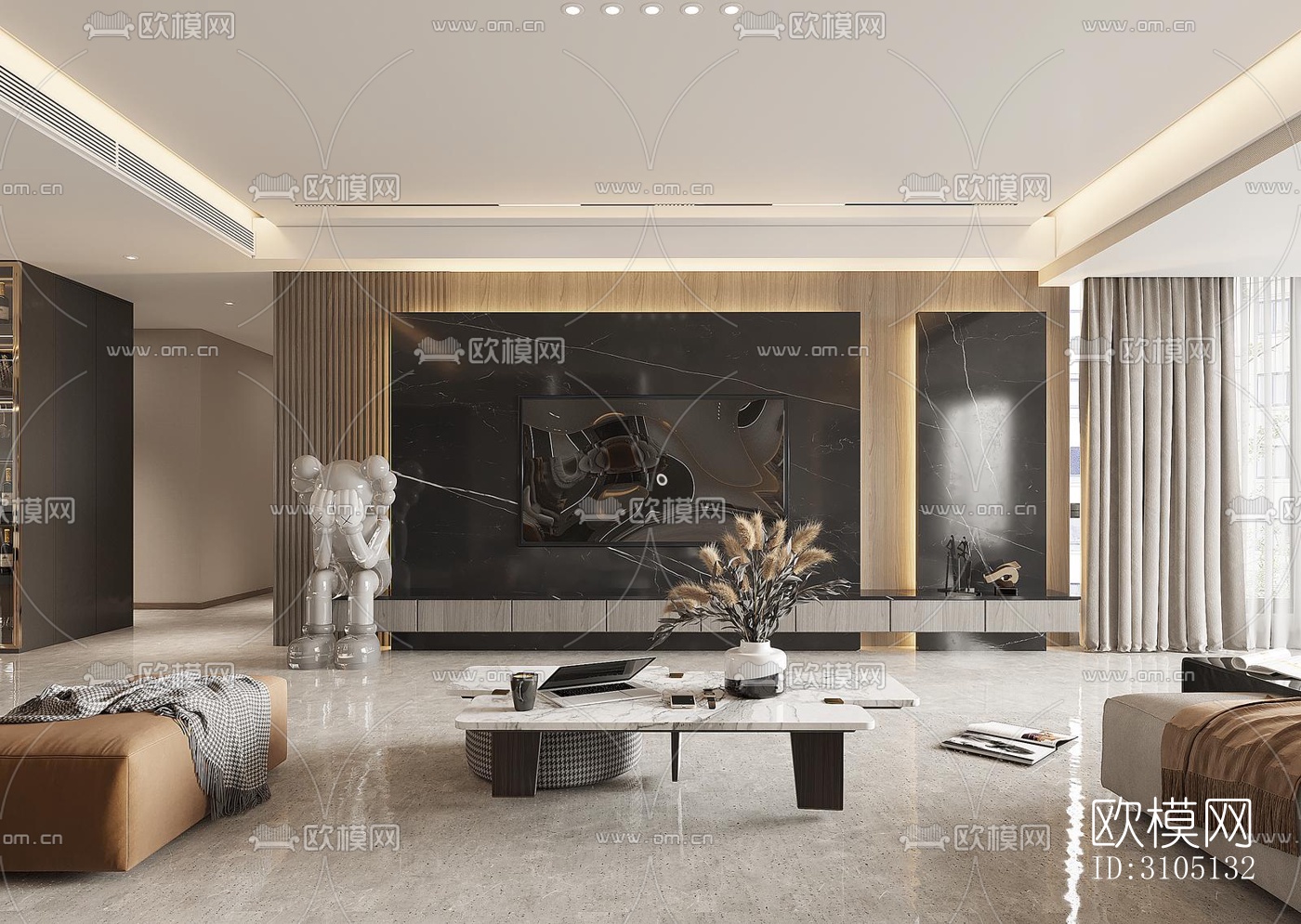 现代平层效果图下载（渲染图3）