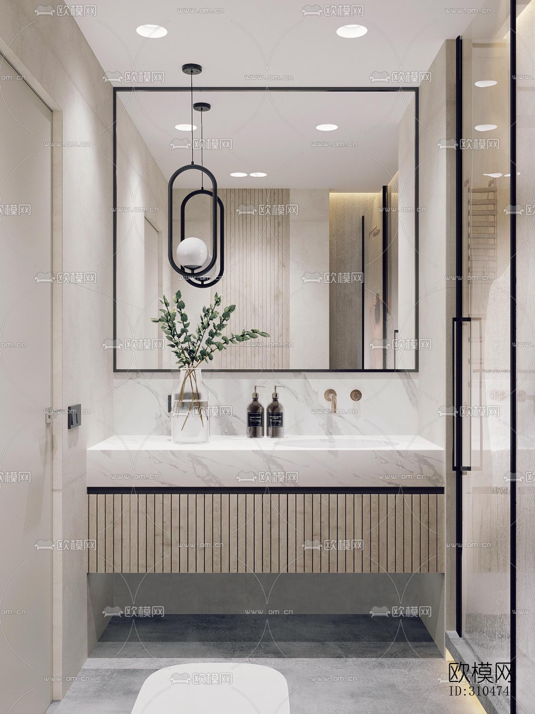 现代卫生间效果图下载（渲染图1）