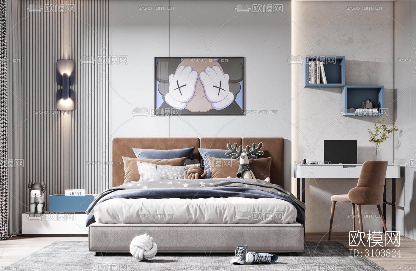 北欧儿童房效果图下载（渲染图1）