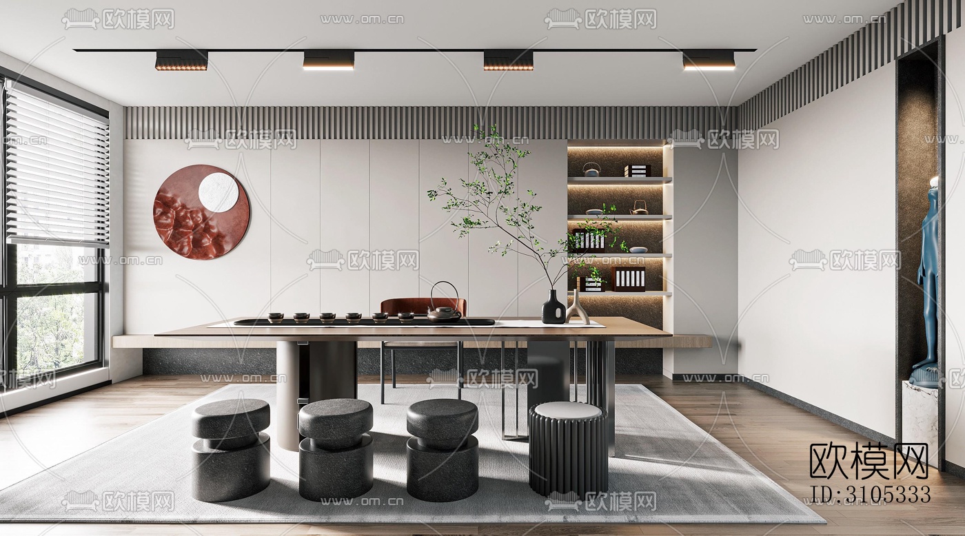 高级灰茶室效果图下载（渲染图2）