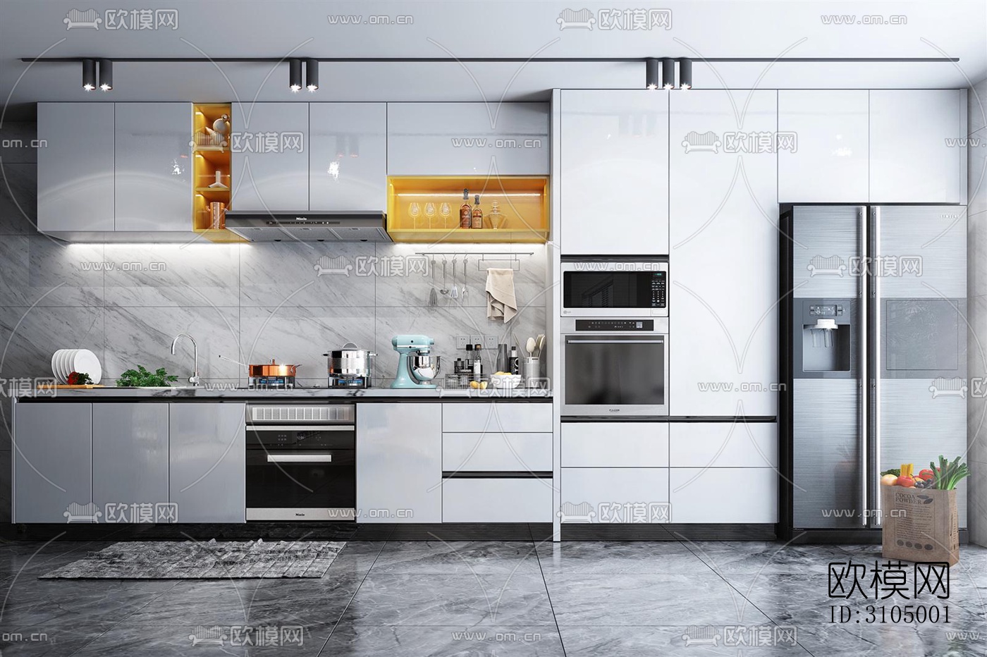现代厨房效果图下载（渲染图4）