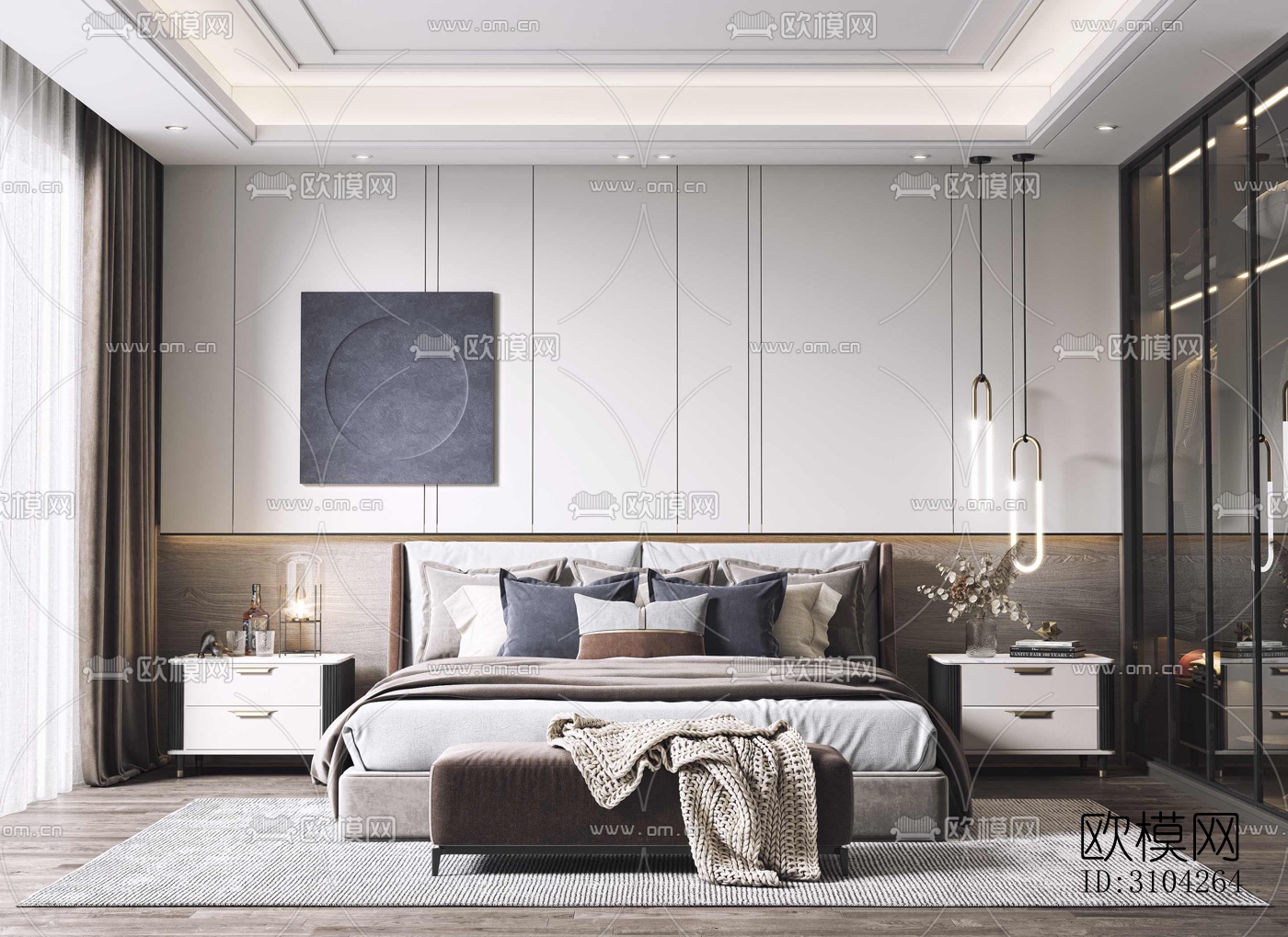 现代卧室效果图下载（渲染图2）