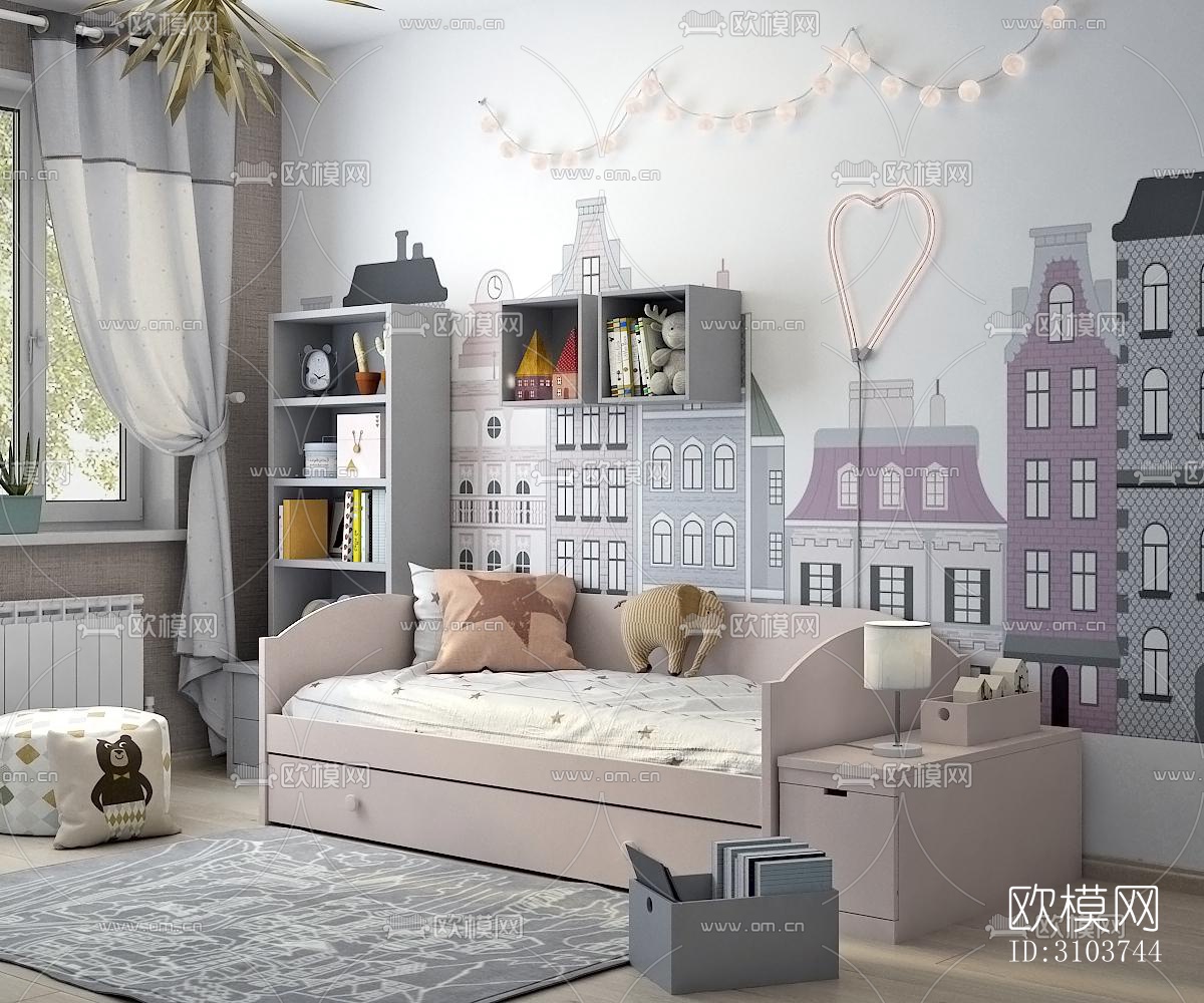 北欧儿童房效果图下载（渲染图4）