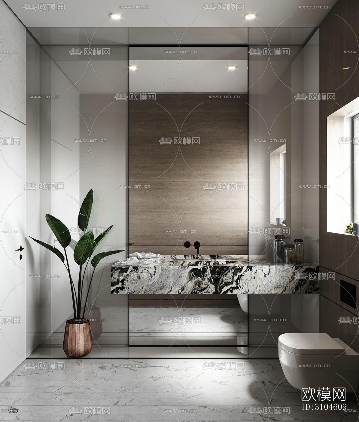 现代卫生间效果图下载（渲染图2）
