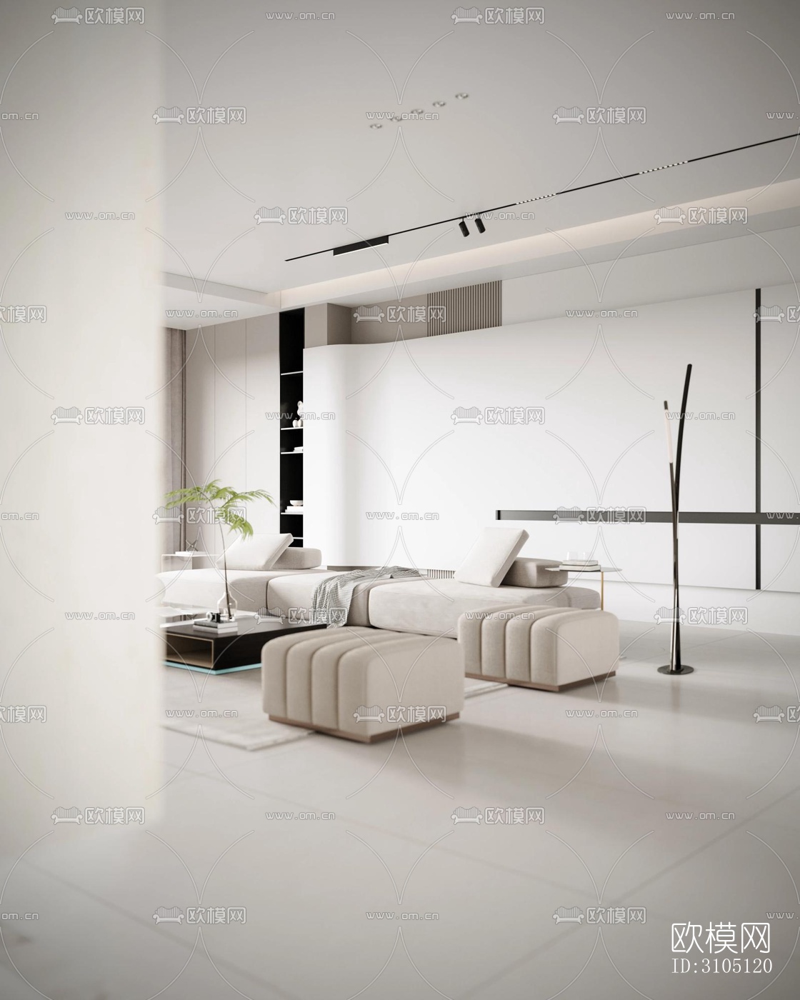 现代平层效果图下载（渲染图6）