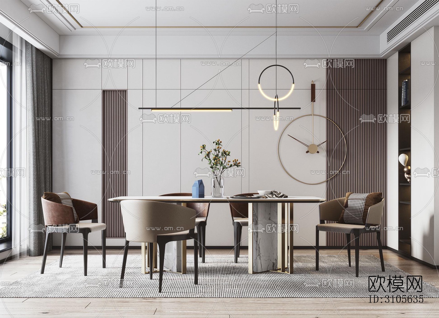现代餐厅效果图下载（渲染图1）