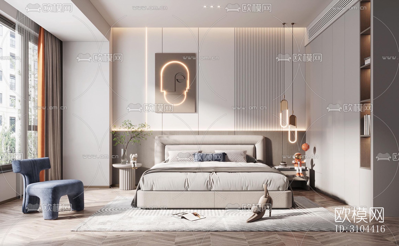 现代卧室效果图下载（渲染图5）