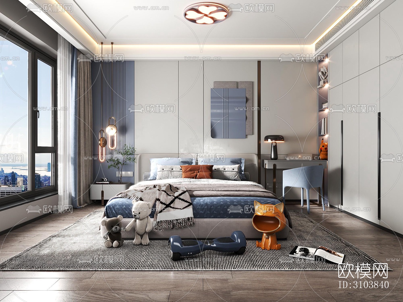 北欧儿童房效果图下载（渲染图1）